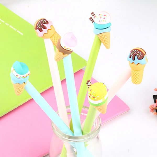 

1pc lce cream black gel pen stationery kawaii school supplies gel ink pen school stationery office suppliers kids gifts