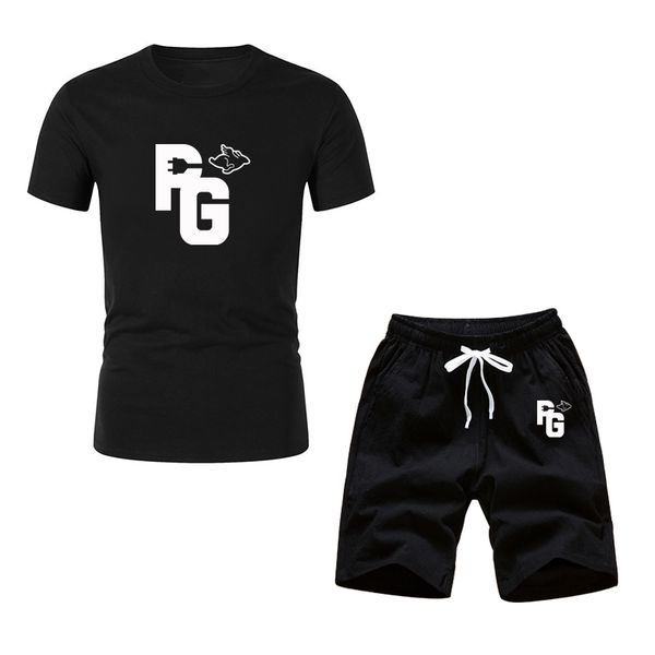 

men fashion sets summer suit fitness suit quick-drying short-sleeved shorts tracksuit men o-neck fashion sportswear two-piece, Gray