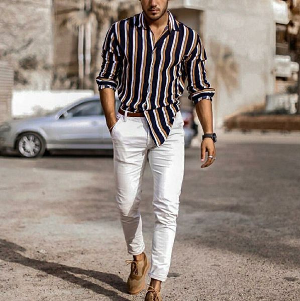 

men striped shirts formal business office outwears casual wears autumn winter long sleeve stand down collar shirts men, White;black