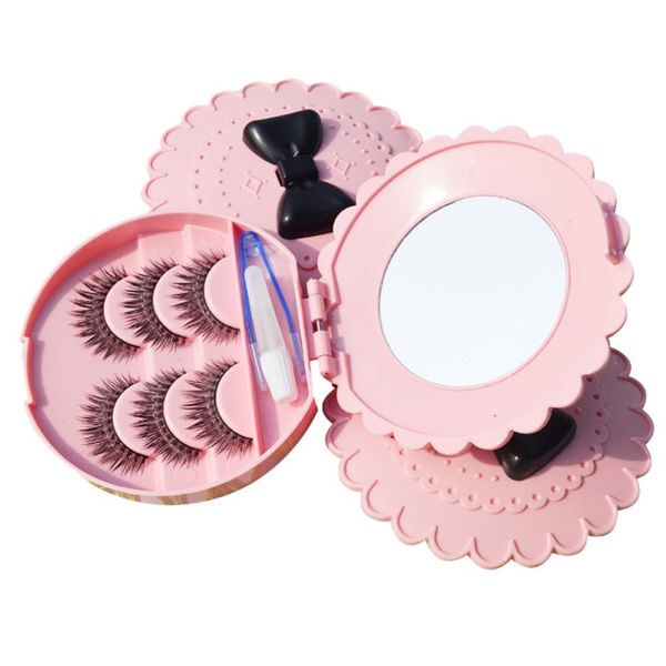 

eye makeup 3pair eyelashes makeup natural 3d false soft thick tweezers fake thread messy glue with tools
