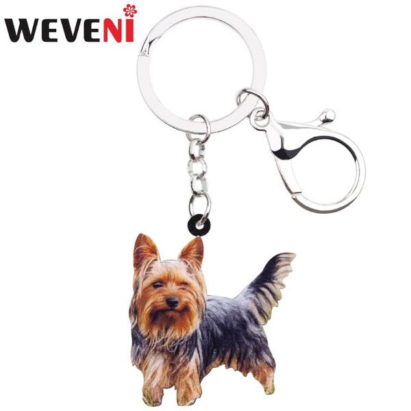 

weveni acrylic winking yorkshire terrier dog key chains animal keyrings for women girl ladies holder car key charms kids gift, Silver