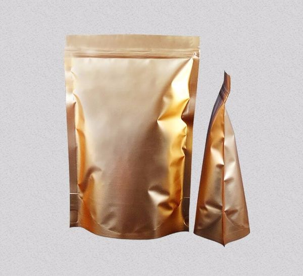 

16*24cm gold color stand up bag pouch for packaging aluminum foil zipper pouch