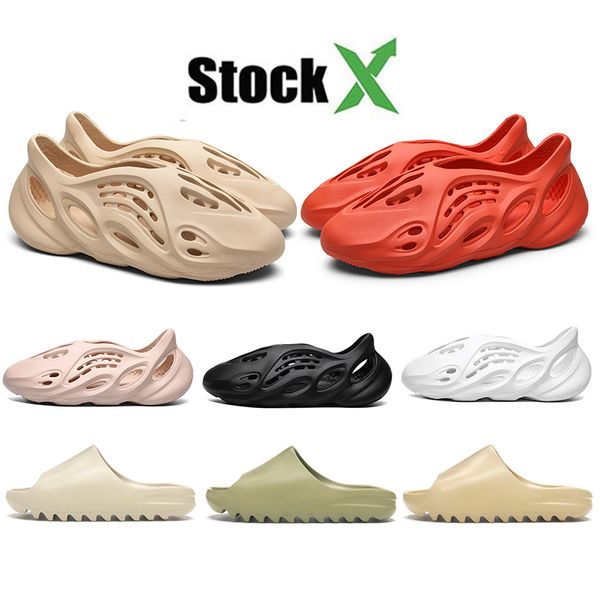 

resin bone designer slippers womens mens stock x shoes kanye west slides luxury kids childrens shoes black red white foam runner slippers