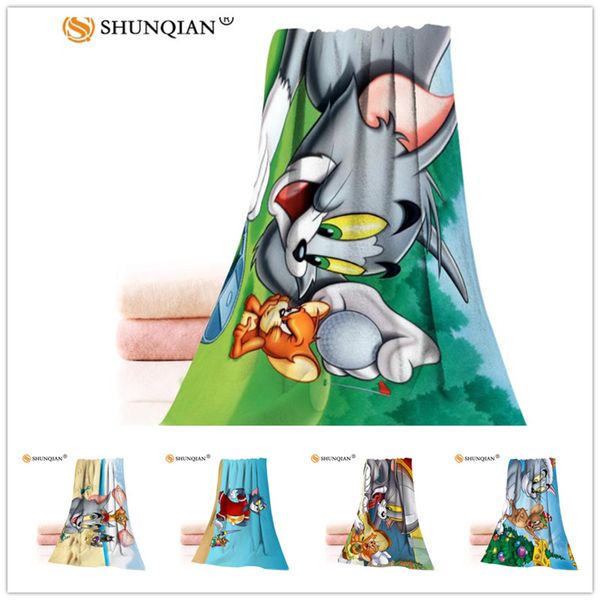 

custom tom and jerry 35x75cm face towels facecloth bamboo fiber washcloth quick drying sports towel
