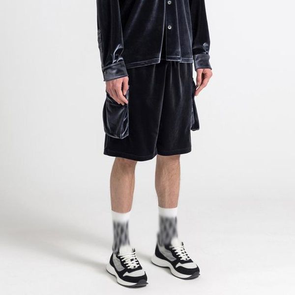 

20ss collection embroidered pocket velvet shorts drawstring short pants elastic waist shorts sport casual street outdoor hfymkz208, White;black