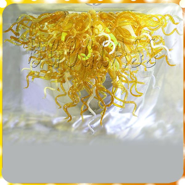 

luxury large yellow glass chandelier european designed led light source hand blown glass ceiling for home decor