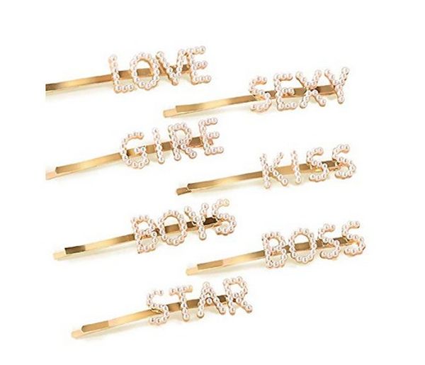 

fashion beauty hairpin kit - artificial pearl barrettes large bling hair clips headwear bobby pins snap clips for women ladies girls kids bi, Golden;silver