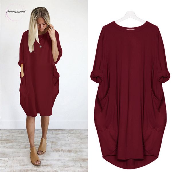 

women casual kimono sleeve vestidos pocket ladies fashion o neck long female t shirt streetwear plus size 5xl with, Black;gray