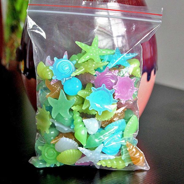 

50pcs/pack colorful luminous starfish conch shell shaped glowing stone decorative for aquarium pool