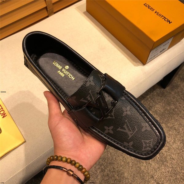 

19ff кожа мужчины повседневная обувь роскошные бренды мужские мокасины мокасины дышащая скольжения на обувь вождения, Black