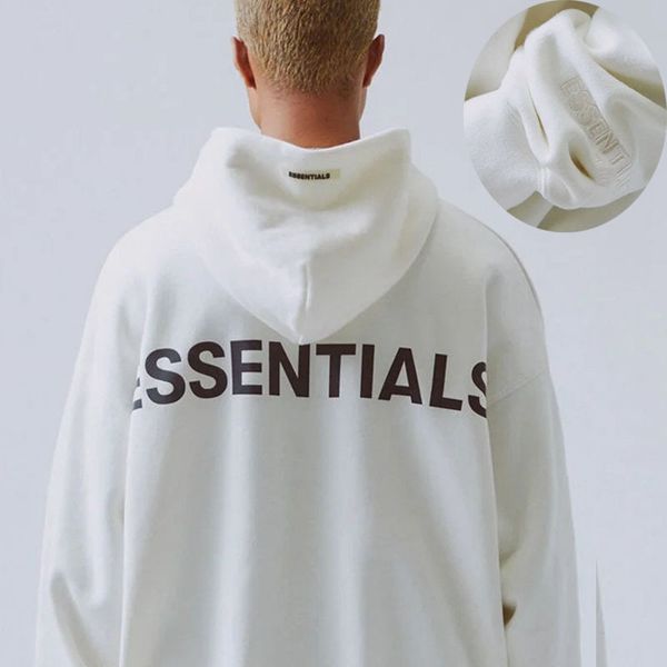 

fear of god hoodies mens womens fog essentials hoodies reflective long sleeves pullover hoodie solid fog sweatshirts asian size s-xl, Black