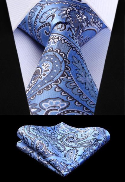 

new floral paisley mens tie blue woven silk necktie handkerchief set tf4015b18s party wedding classic fashion pocket square tie, Blue;purple