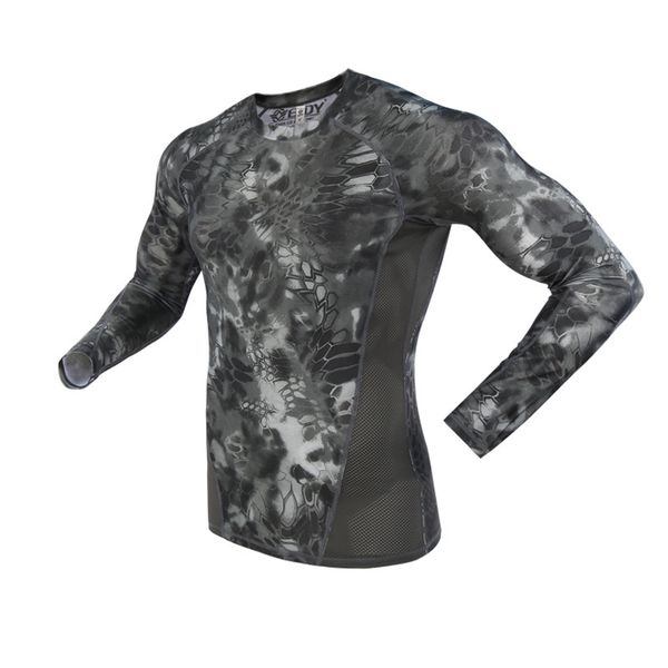 

men women quick drying high elastic t shirt tactical training camouflage breathable clothes spring underwear tactic top, Gray;blue