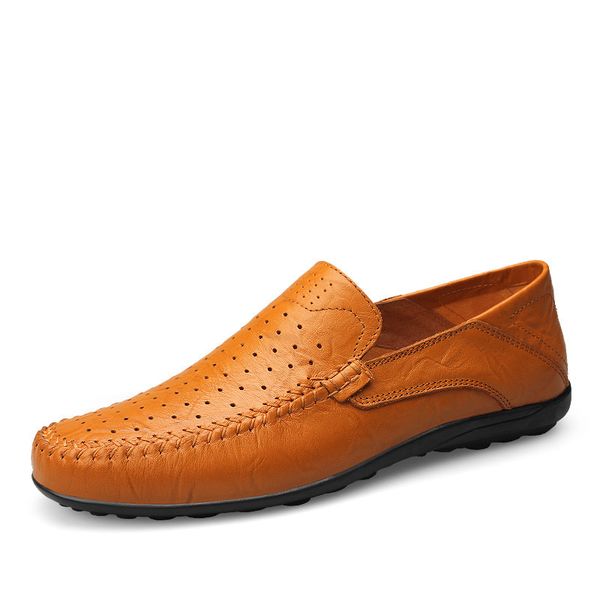 

fashion men leather driving shoes plus size 45 46 47 brand man casual slip-on loafers size 37-47 spring summer footwear, Black