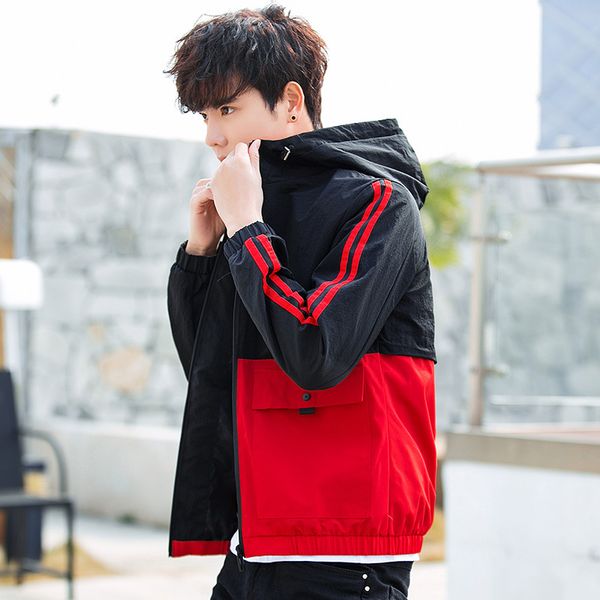 

2019 spring new style men's hooded jacket korean-style trend students casual men's wear handsome clothes short jacket, Black;brown