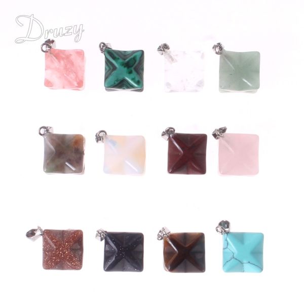 

12pcs/lot new arrival natural crystal stone star of david pendant necklace jewelry hexagram pendulum wholesale, Black
