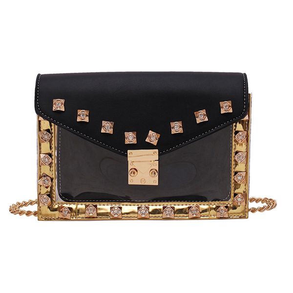 

transparent diamonds bags for women 2019 fashion rivet chain package handbag female messenger composite bag bolsa feminina
