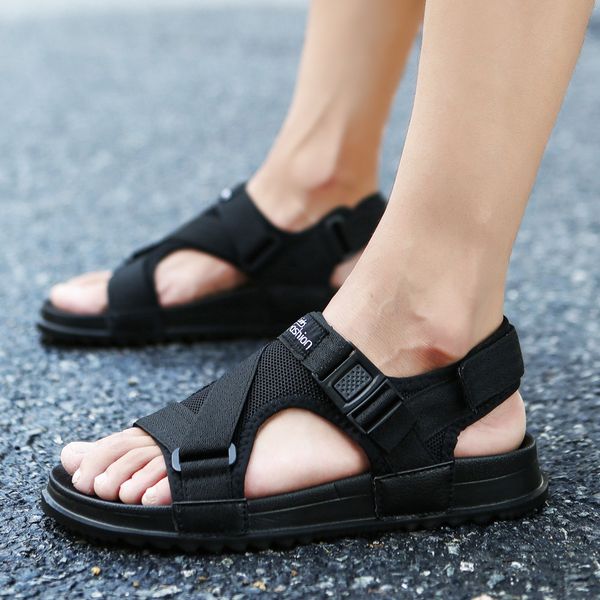 

sandals men shoes summer 2019 beach gladiator fashion men's outdoor sandals men shoes flip flops slippers flat size 38-46 hx-32, Black