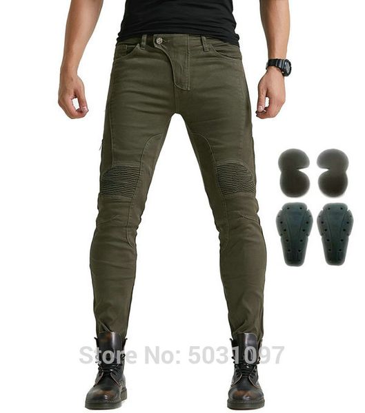 

loong biker 114-1 riding pants motorcycle daily cycling protective jeans hidden protectors casual trousers for men army green, Black;blue