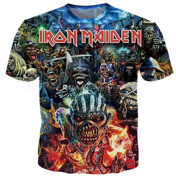 

летняя майка iron maiden мужская с коротким рукавом eddie tee восхищаться вентиляторы 3d printed t рубашки мужчины женщины пары тенниска s-5, White;black