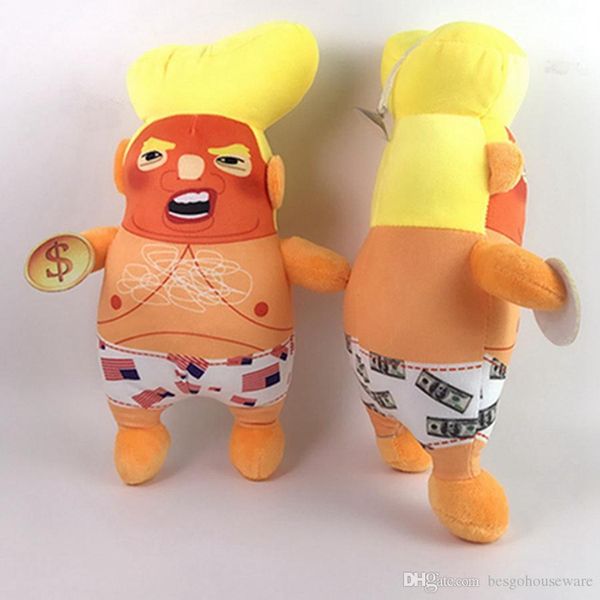 

wholesale 27cm decoration trump plush doll with sucker trump funny doll model plush toy desk ornaments funny lovely toy bh0541 tqq