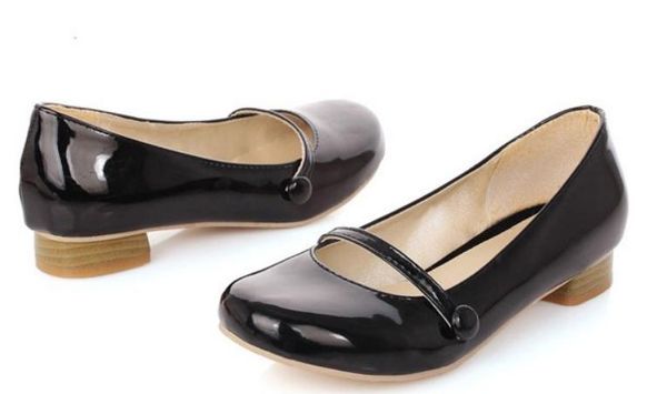 

2019 women's shoes in spring and autumn with new style low heel coarse heel round head @988295, Black