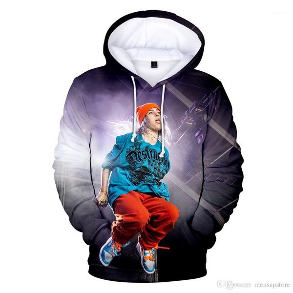

hoodies spring 2020 autumn hooded men women sweatshirts rapper billie eilish 3d, Black