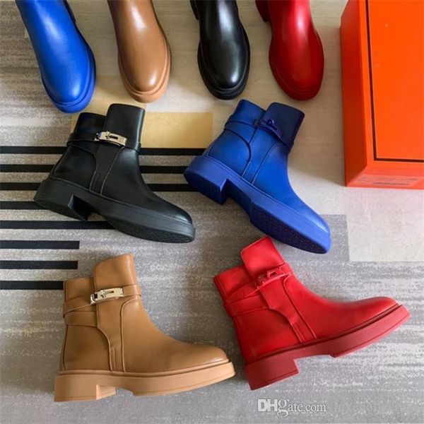 

autumn/winter styles and ankle ankle boots,solid color cowhide surface, water-dyed cowhide foot pads, custom soles,complete set of shoe box, Black