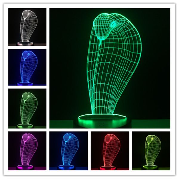 

cool rattlesnake 3d led night light desk lamp creative kids gift colorful lamp christmas birthday gift home decoration