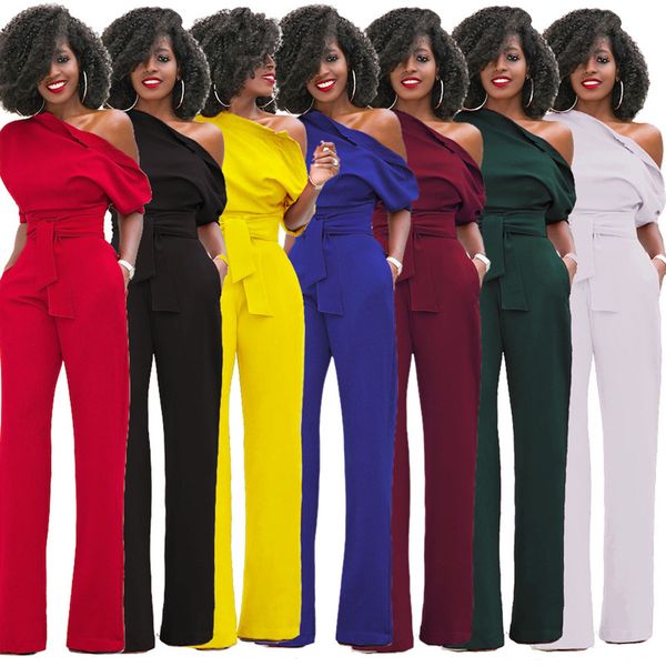 

women's jumpsuits & rompers women elegant boot cut fashion sashes jumpers european and american style for lady, Black;white