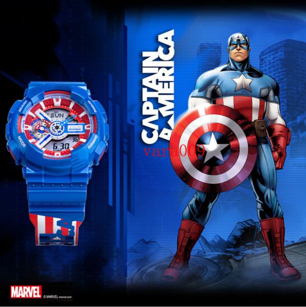 

mens marvel designer watches all pointers work auto light waterproof led watches captain america iron men clock relogio masculino, Slivery;brown