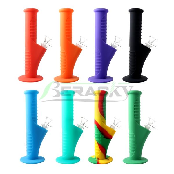 

Beracky 9-дюймовые силиконовые водные бонги с 14-миллиметровой мужской стеклянной чашей Downstem 18-миллиметровые женские силиконовые буровые установки для кварцевых гвоздей
