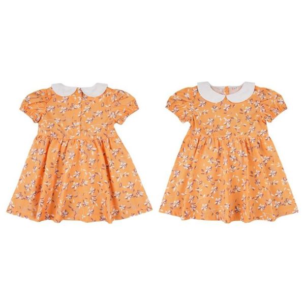 

summer baby girls floral pattern short sleeve casual toddler princess dresses, Red;yellow