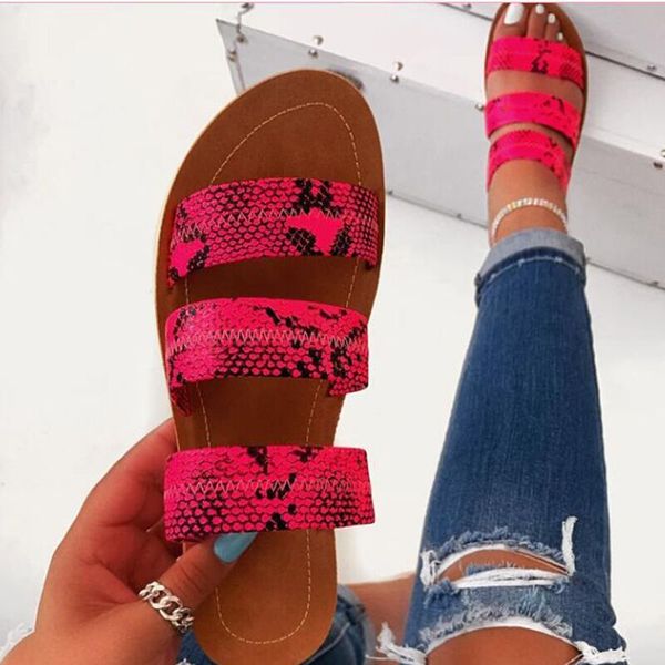 

ladies shoes slippers female roman snake-shaped beach sandals european and american plus size flat bottom slippers, Black