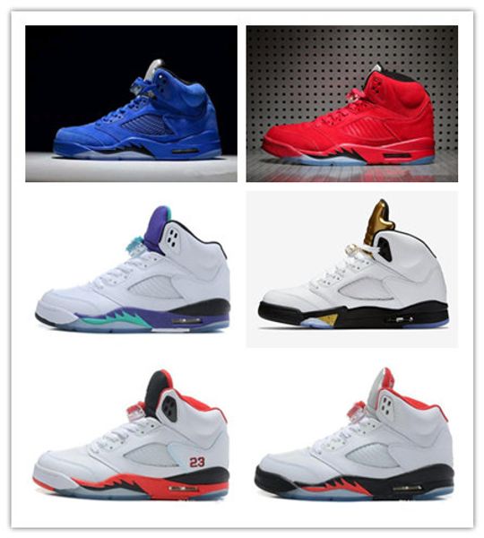 

мужские баскетбол обувь коробки 5 и 5s в олимпийских металлического золота белого цемента мужская обувь-ог-металлик черный красный синий зам