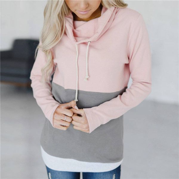 

Designer Women Sweatshirt Turtle Neck Long Sleeve Womens Tops Fashion Panelled Womens Clothing