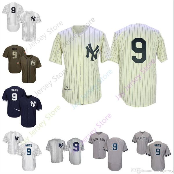 

Roger Maris Jersey MN Yankees Cooperstown New York Cream White Pinstripe Grey Black Home Away All Stitched Custom Id Name