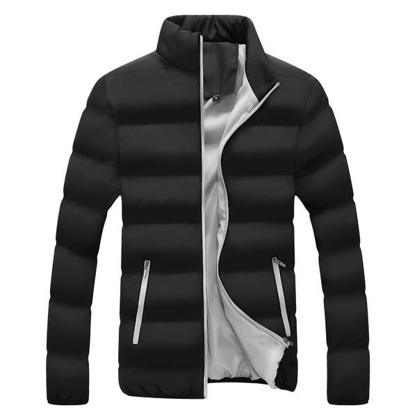 

new men's windbreakers solid winter jacket men casual parkas men thermal coats slim fit thick warm men's coat brand clothing, Black
