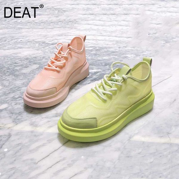 

deat] 2020 round toe mesh breathable single thick bottom platform sneaker shoes women new spring autumn fashion tide 10g989, Black