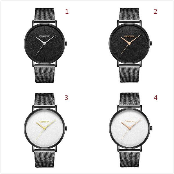 

geneva 623 geneva net belt watch for women men dark scale watches for boy girl concise quartz wristwatch teen, Slivery;brown