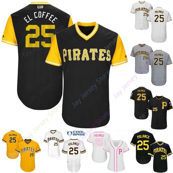 

Custom Pittsburgh 25 Gregory Polanco Jersey Pirates Jerseys Cool Base Flexbase White Black Red Grey Home Away Men Women Youth All Stitched