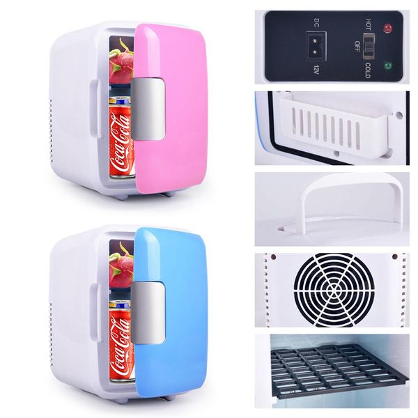 

portable 4l dual-use home car use refrigerator low noise car eletric mini refrigerators cool warmer dormitory cans beer cooler