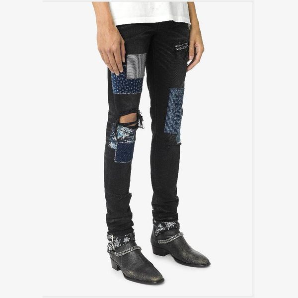 

mens designer jeans fashion tight pants luxury patchwork washed jean for womens high st brand hiphop wear kanye west brand clothe size 28-38, Blue