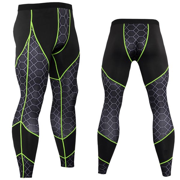 

new mens gym compression bodybuilding pantalones hombre fitness tights trousers sweat pants for men sport running leggings ing, Black;blue