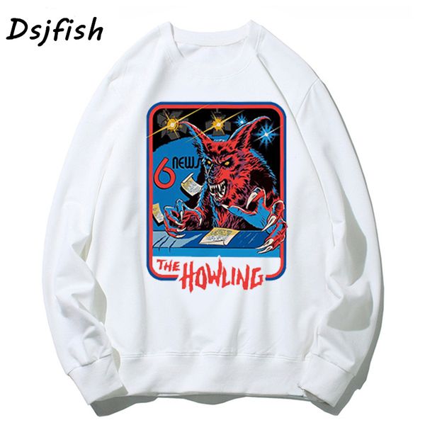 

harajuku ulzzang the howling vintage women men hoodies long sleeve let's summer demons halloween hoodie sweatshirts, Black