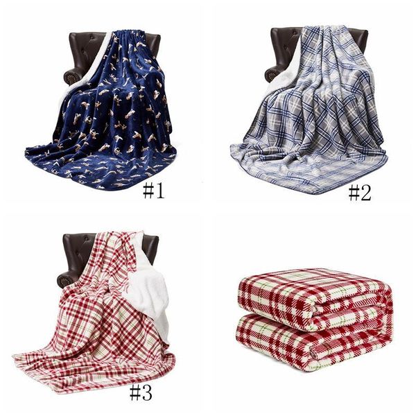 

152cm*230cm flannel fleece plaid blanket warm soft striped blankets double carpet plush cape portable beddings swaddling gga2672