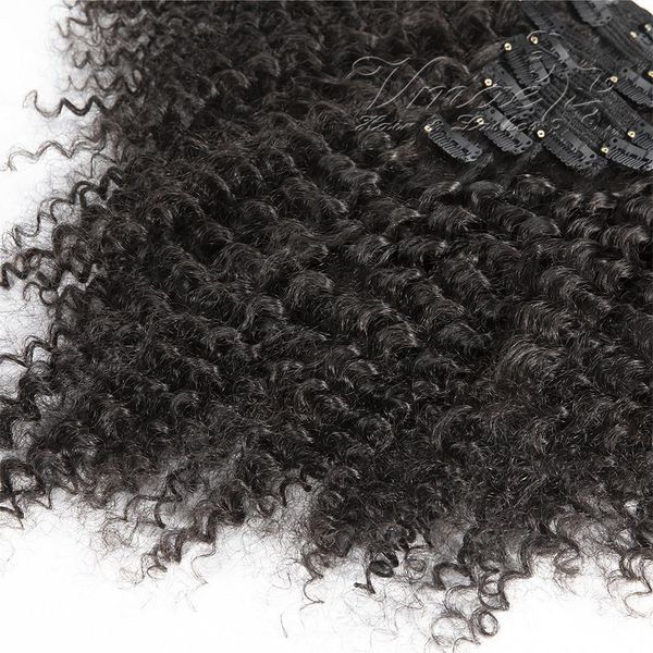 VW Kinky Straight 3A 3B 3C 4A 4B 4C 120 g natürliches Schwarz, vollständig ausgerichtete Afro Kinky Curly Clip-Ins Remy Virgin Human Hair Extensions