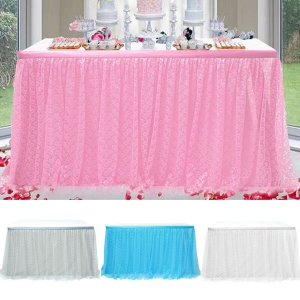 

tulle tutu table skirt tableware wedding party baby shower birthday decor vintage floral lace tablecloth
