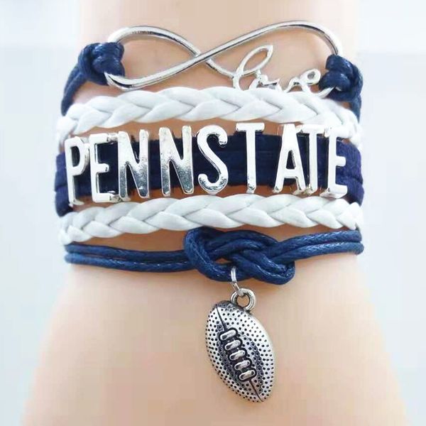 

инфинити лав пенн стейт браслет футбольной команды синий белый цвет браслеты дружбы, Golden;silver