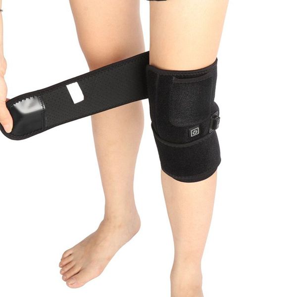 

new usb electric heating knee pad rechargeable knee protector for arthritis pain heated brace wrap, Black;gray